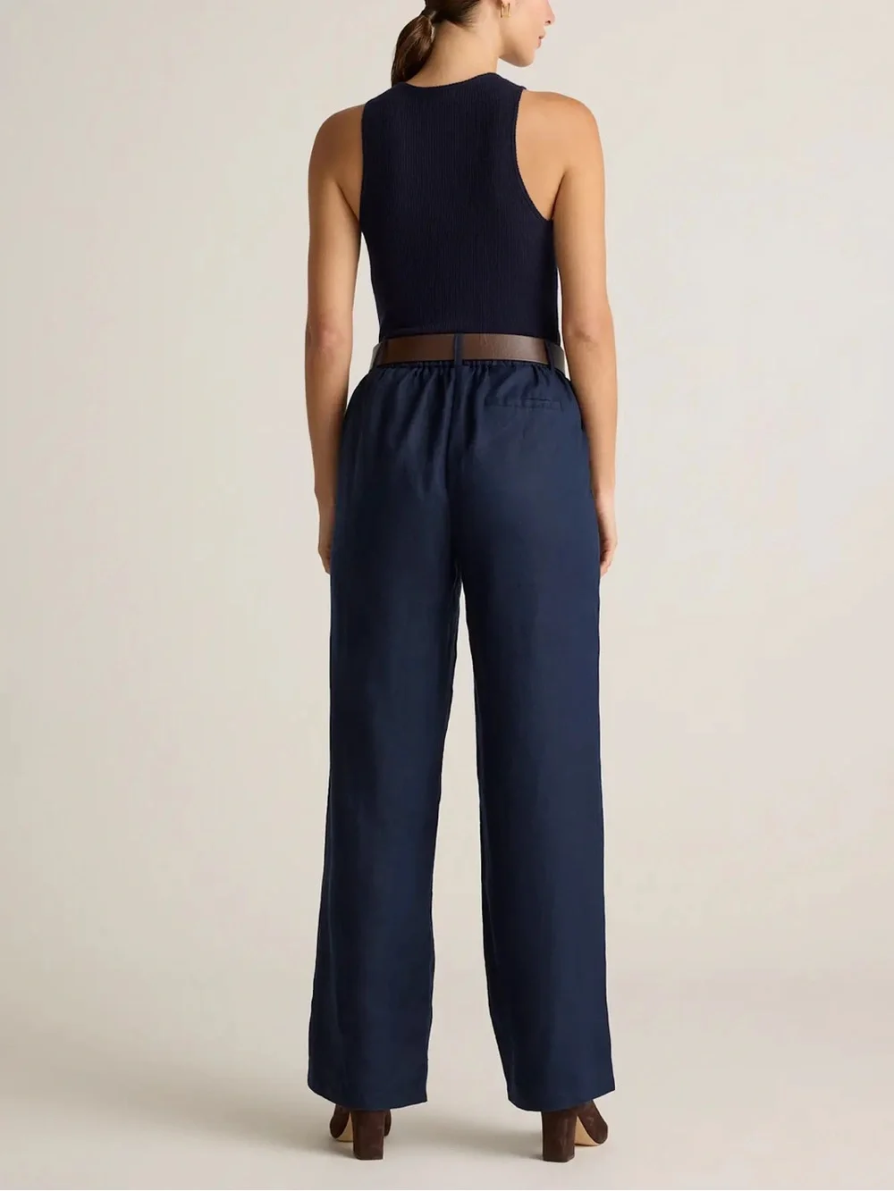 Quince Navy Linen Trousers Size 4 Brand New with Tag